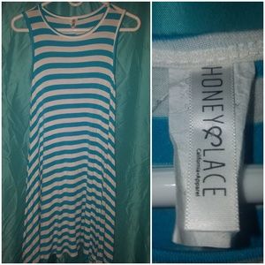 Teal and White Striped Dress